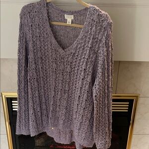 Caslon Women's Soft Purple V-Neck Sweater